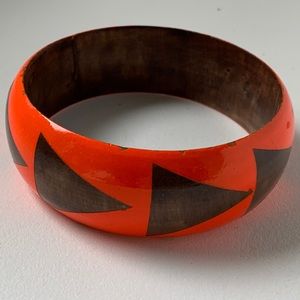 Orange tribal wooden bracelet